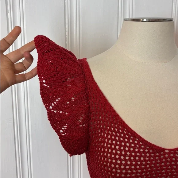 ZARA Red Crochet Dress + Slip Dress Set, 2-in-1 Summer Boho Feminine Size Small - Picture 5 of 16